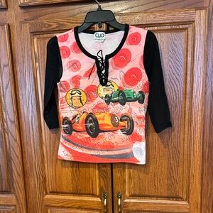 Clio Red and Black Racing Graphic Top